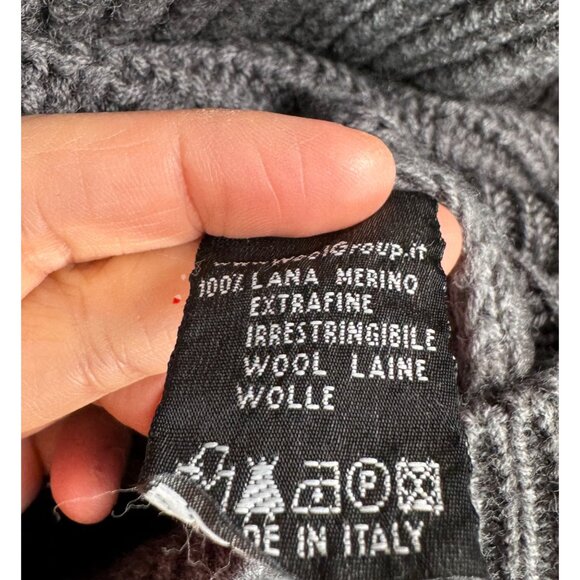 Daniele Fiesoli Italian Knit chunky wool sweater grey‎ preppy sz L - Picture 6 of 6